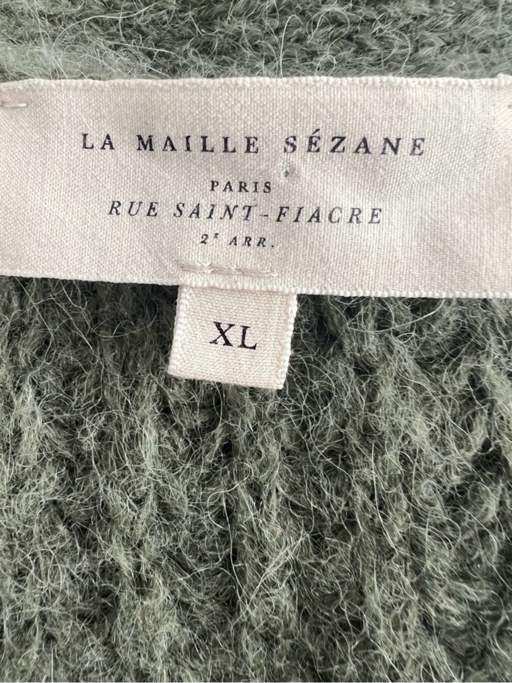 Sézane Basile Cardigan XL Olive Green Alpaca Wool Chunky Knit Balloon Sleeve - Picture 5 of 5